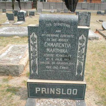 PRINSLOO Emmarentia Marthina nee VERMEULEN 1917-1947