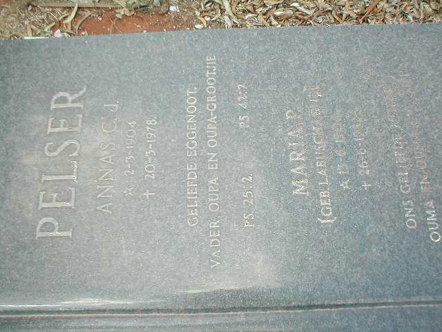 PELSER Annas C.J. 1904-1978 &amp;  Maria P.  LABUSCHAGNE 1906-19??