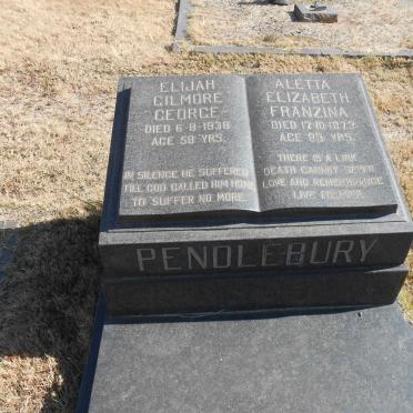 PENDLEBURY Elijah Gilmour George -1938 &amp; Aletta Elizabeth Franzina -1973