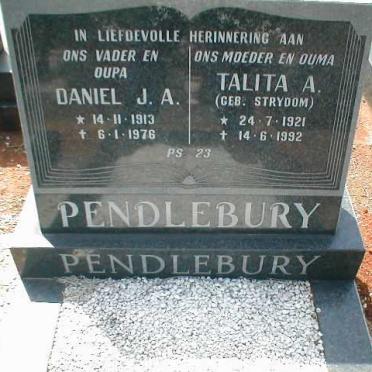 PENDLEBURY Daniel J.A. 1913-1976 &amp; Talita A. STRYDOM 1921-1992