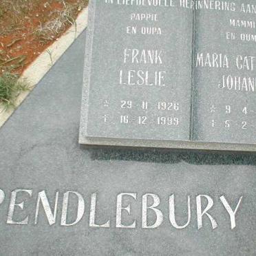 PENDLEBURY Frank Leslie 1926-1999 &amp; Maria Catharina Johanna 1930-2000