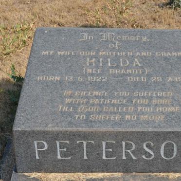 PETERSON Hilda nee BRANDT 1922-1975