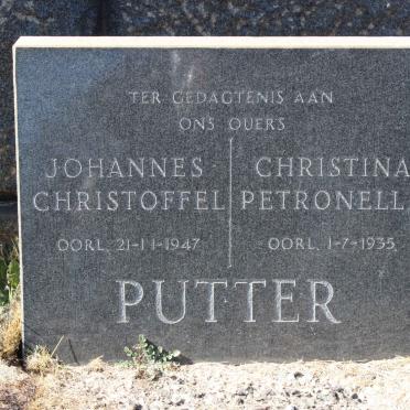 PUTTER Johannes Christoffel -1947 &amp; Christina Petronella -1935