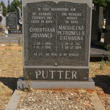 PUTTER Christiaan Johannes 1914-1991 &amp; Magdalena Petronella Catharina 1917-1994