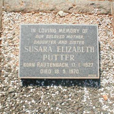 PUTTER Susara Elizabeth nee RAUTENBACH 1927-1970