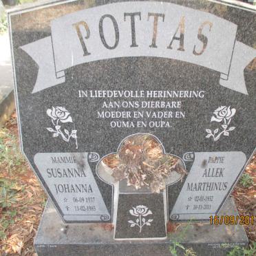 POTTAS Allek Marthinus 1932-2011 &amp; Susanna Johanna 1937-1985