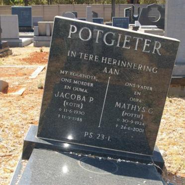 POTGIETER Mathys G. 1924-2004 &amp; Jacoba P. 1930-1988