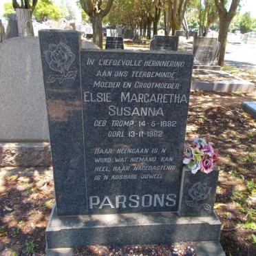 PARSONS Elsie Margaretha Susanna nee TROMP 1892-1962