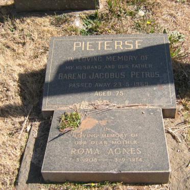 PIETERSE Barend Jacobus Petrus -1969 &amp; Roma Agnes 1908-1974