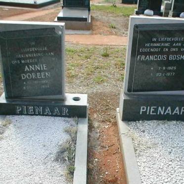 PIENAAR Francois Bosman 1925-1977 &amp; Annie Doreen 1930-19?4