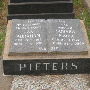 PIETERS Jan Abraham 1912-1970 &amp; Susara Maria 1921-2009