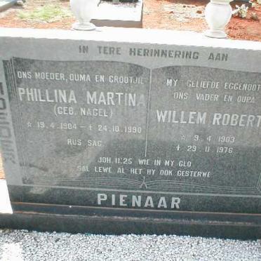 PIENAAR Willem Robert 1903-1976 &amp; Phillina Martina NAGEL 1904-1990