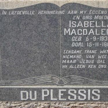 PLESSIS Isabella Magdalena, du 1938-1961