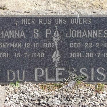 PLESSIS Johannes J., du 1868-1959 &amp; Johanna S.P. SNYMAN 1882-1948