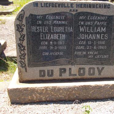 PLOOY William Johannes, du 1916-1960 &amp; Hester Louretha Elizabeth 1917-1999