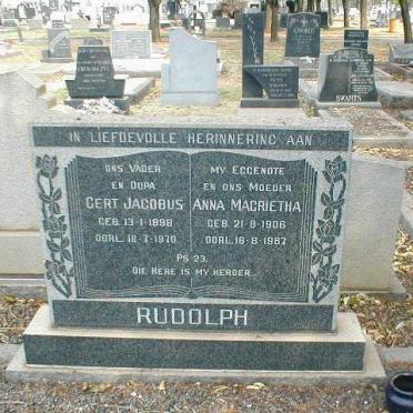 RUDOLPH Gert Jacobus 1898-1970 &amp; Anna Magrietha 1906-1967