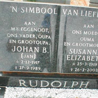 RUDOLPH Johan B. 1917-1989 &amp; Susanna Elizabeth 1919-2003