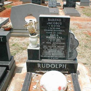 RUDOLPH Barend Jacobus 1918-1988 &amp; Maria Magdalena 1921-2000