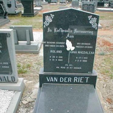 RIET Roland, van der 1916-1989 &amp; Anna Magdalena 1913-1993