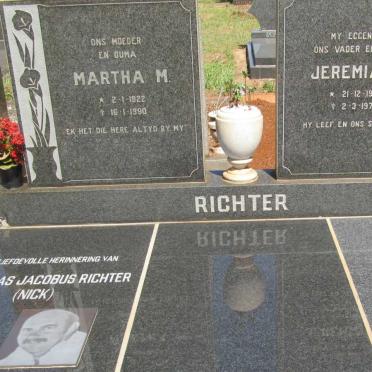 RICHTER Jeremia J. 1920-1977 &amp; Martha M. 1922-1990 :: RICHTER Nicolaas Jacobus 1954-2017