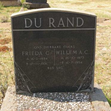 RAND Willem A.C., du 1873-1954 &amp; Frieda C. 1884-1931