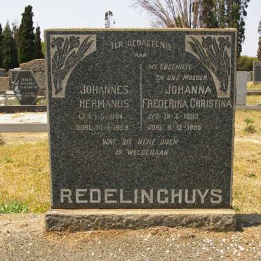 REDELINGHUYS Johannes Hermanus 1884-1969 &amp; Johanna Frederika Christina 1892-1955