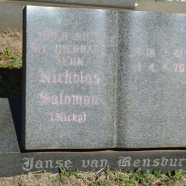 RENSBURG Nicholas Salomon, Janse van 1941-1976