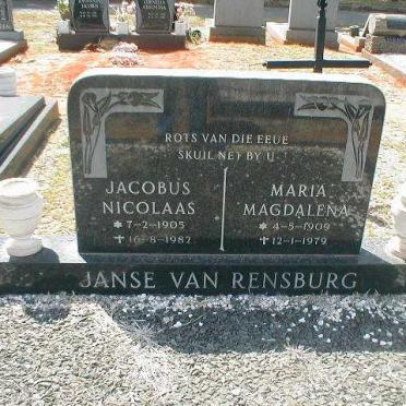 RENSBURG Jacobus Nicolaas, Janse van 1905-1982 &amp; Maria Magdalena 1909-1979