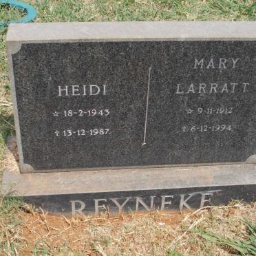REYNEKE Mary Larratt 1912-1994 :: REYNEKE Heidi 1943-1987