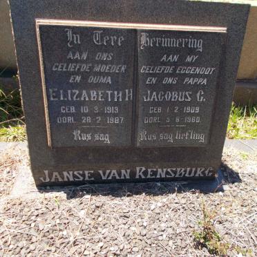 RENSBURG Jacobus G., Janse van 1909-1960 &amp; Elizabeth H. 1913-1987