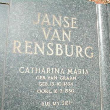 RENSBURG Nicolaas Marthinus, Janse van 1893-1975 &amp; Catharina Maria VAN GRAAN 1894-1980