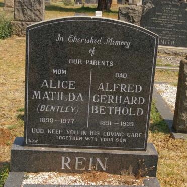 REIN Alfred Gerhard Bethold 1891-1939 &amp; Alice Matilda BENTLEY 1898-1977