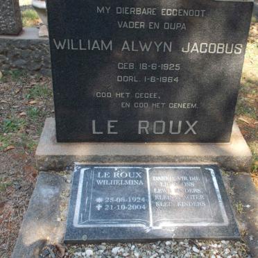 ROUX William Alwyn Jacobus, le 1925-1964 &amp; Wilhelmina 1924-2004
