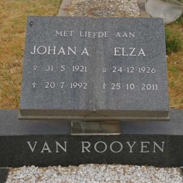 ROOYEN Johan A., van 1921-1992 &amp; Elza 1926-2011