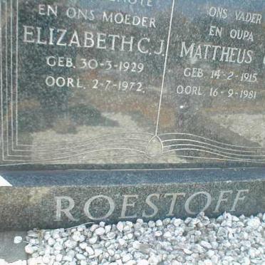 ROESTOFF Mattheus G. 1915-1981 &amp; Elizabeth C.J. 1929-1972