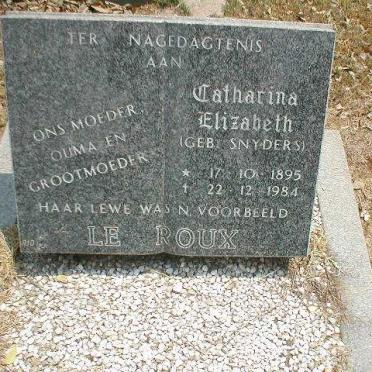 ROUX Catharina Elizabeth, le nee SNYDERS 1895-1984
