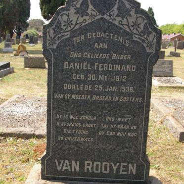 ROOYEN Daniël Ferdinand, van 1912-1936