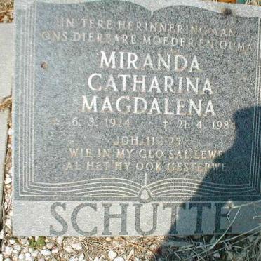 SCHUTTE Miranda Catharina Magdalena 1924-1984