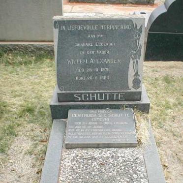 SCHUTTE Willem Alexander 1878-1964 &amp; Gertruida S.C. STEYN 1884-1970