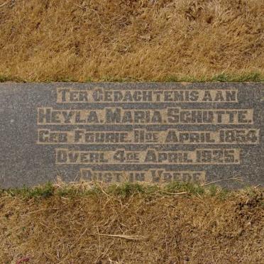SCHUTTE Heyla Maria nee FOURIE 1854-1925