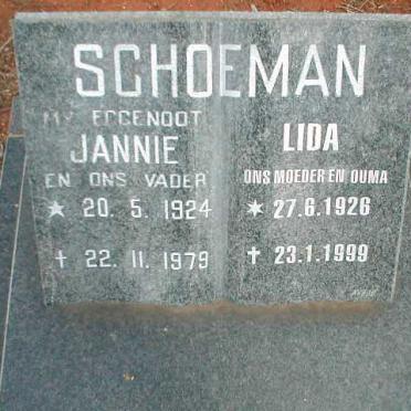 SCHOEMAN Jannie 1924-1979 &amp; Lida 1926-1999