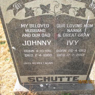 SCHUTTE Johnny 1911-1960 &amp; Ivy 1913-2001