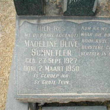 SCHNETLER Madeline Olive 1927-1950