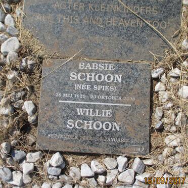 SCHOON Herman Frederik 1918-1951 &amp; Babsie SPIES 1920-2008 :: SCHOON Willie 1943-2015