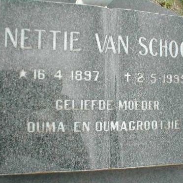 SCHOOR Nettie, van 1897-1995