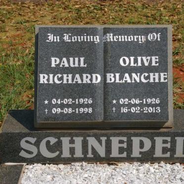 SCHNEPEL Paul Richard 1926-1998 &amp; Olive Blanche 1926-2013