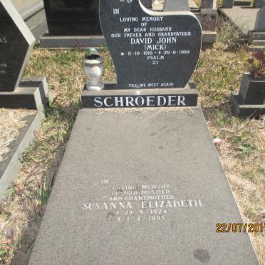 SCHROEDER David John 1916-1989 &amp; Susanna Elizabeth 1924-1995