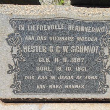SCHMIDT Hester G.C.W. 1887-1961
