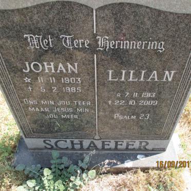 SCHAEFER Johan 1903-1985 &amp; Lilian 1913-2009
