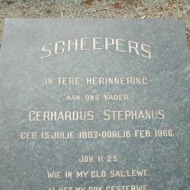 SCHEEPERS Gerhardus Stephanus 1883-1966